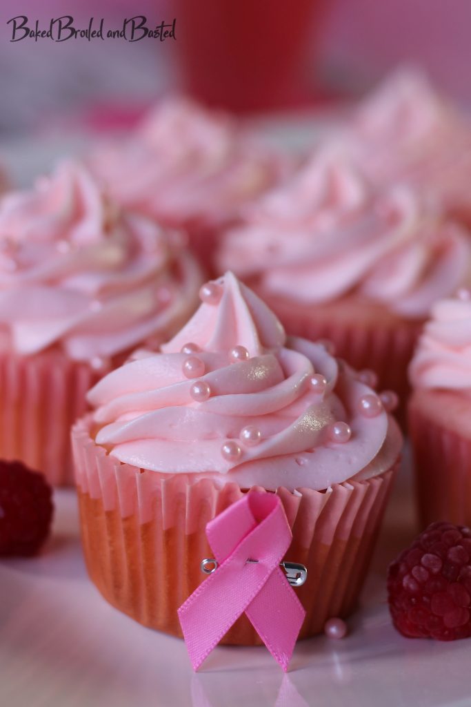 Pink Champagne Cupcake with a pink ribbon