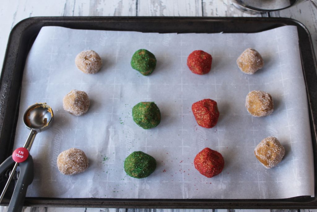 Dough balls on a cookie sheet