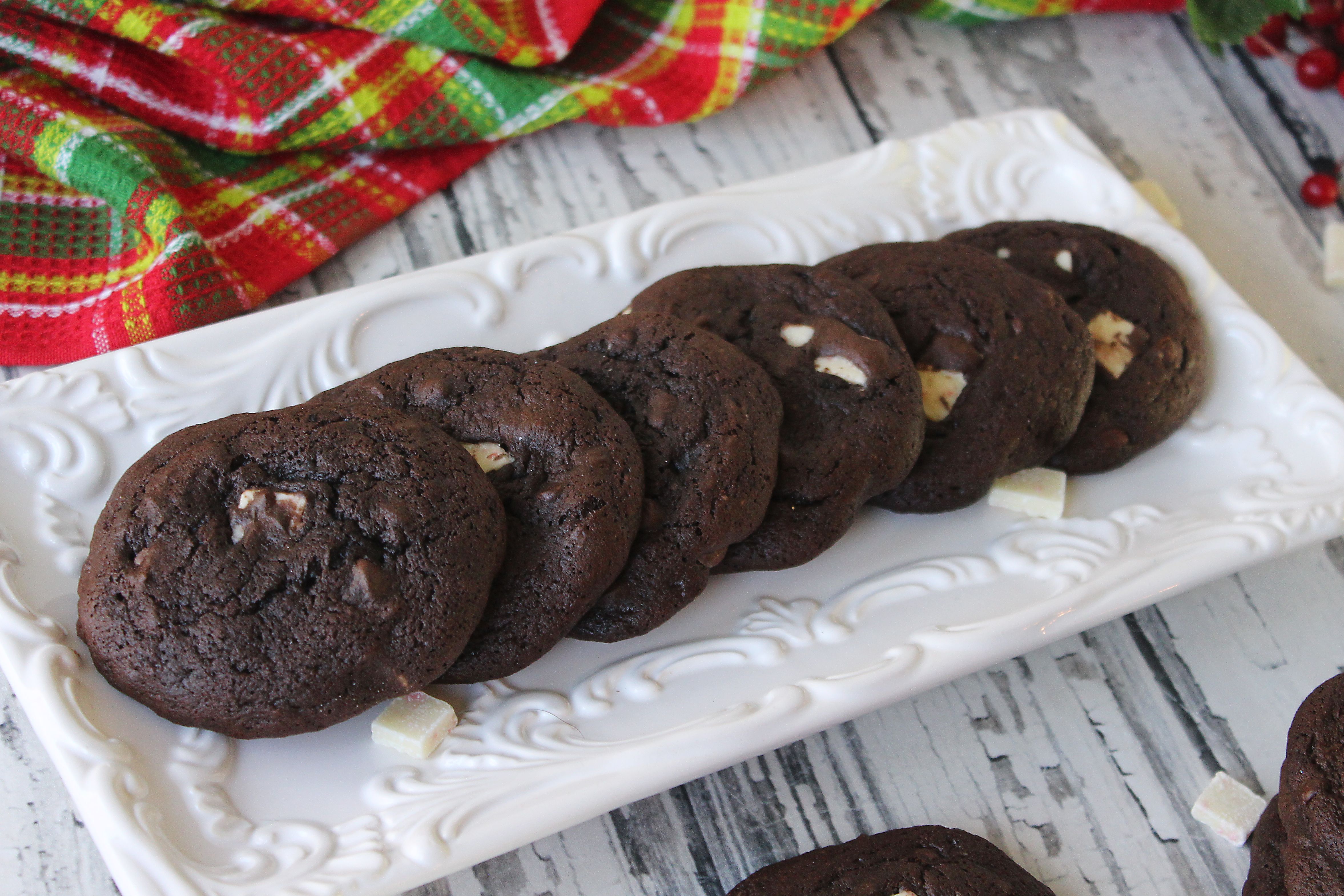 Peppermint Mocha Cookies on a serving tray