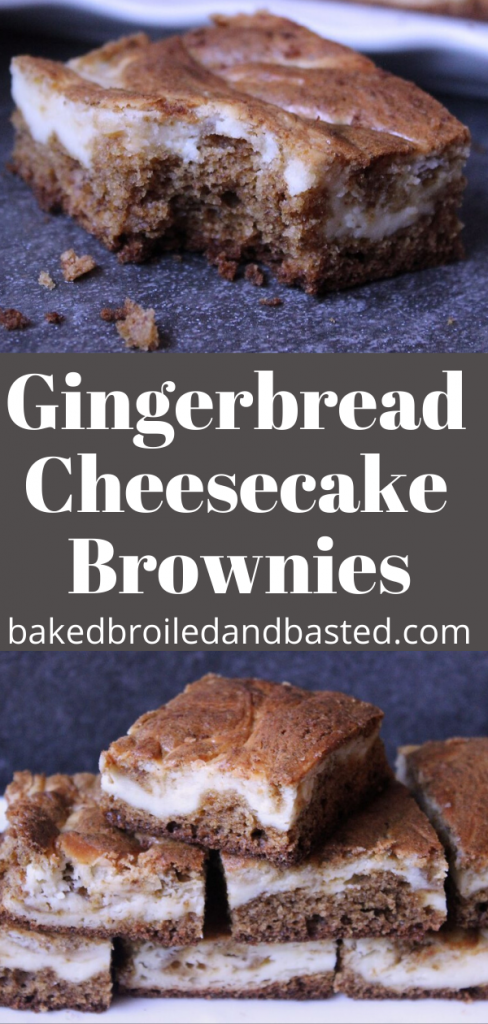 Gingerbread Cheesecake Brownies pin for Pinterest 