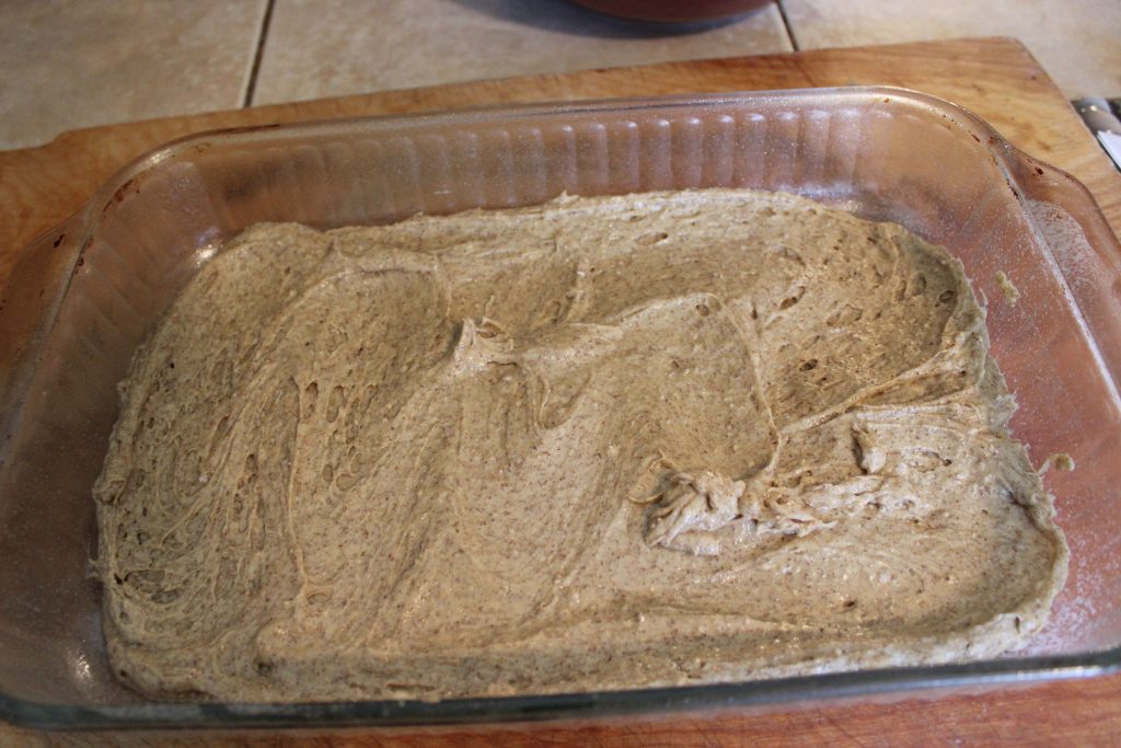 Bottom layer for Gingerbread Cheesecake Brownies in pan