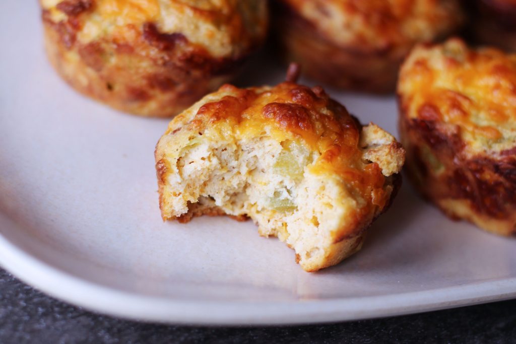 Low Carb Southwest Egg Muffins with a bite taken out
