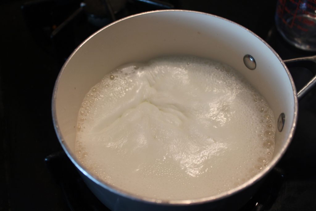 scalding milk in pan