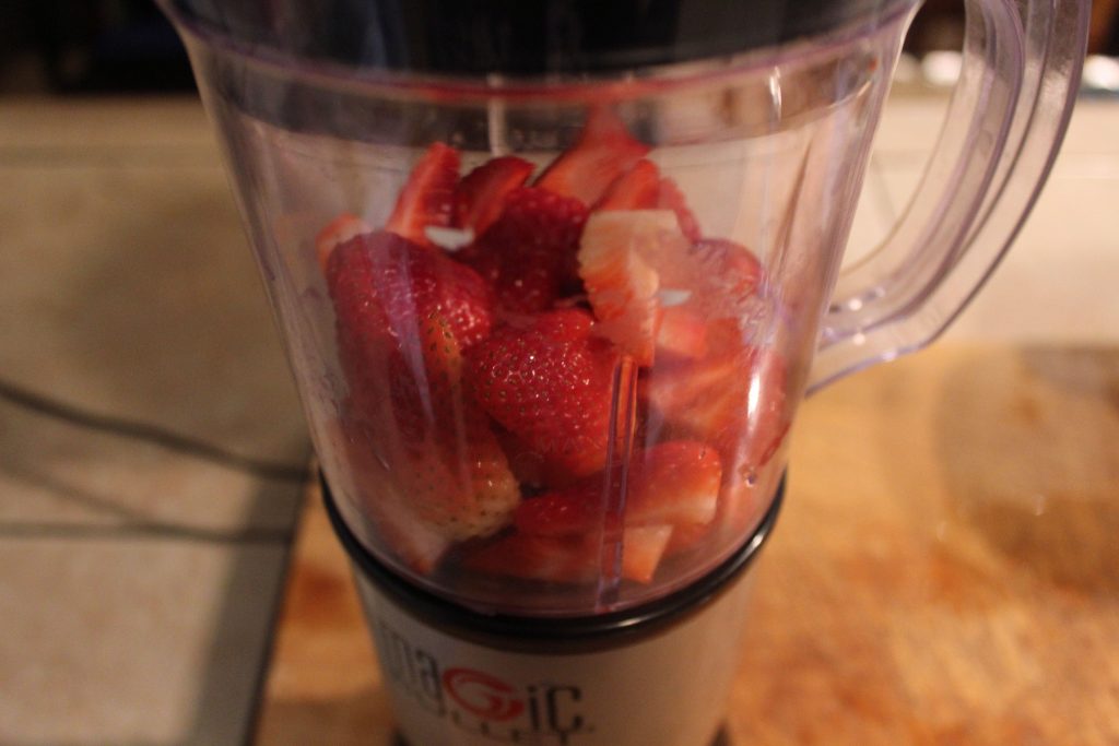strawberries in a blender