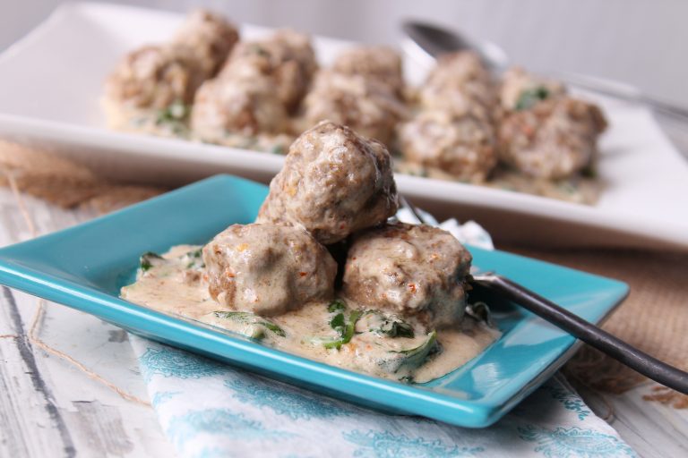 Low Carb Meatballs and Creamy Spinach