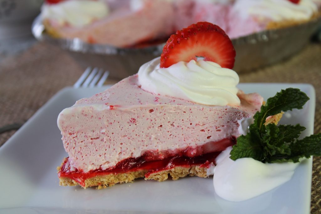 a slice of Strawberry Mousse Pie