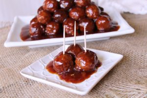 meatballs with toothpicks in them