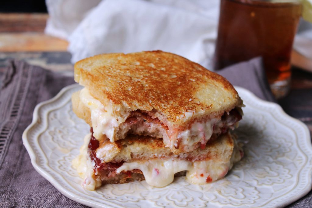 Smoked Gouda Grilled Cheese on a white plate