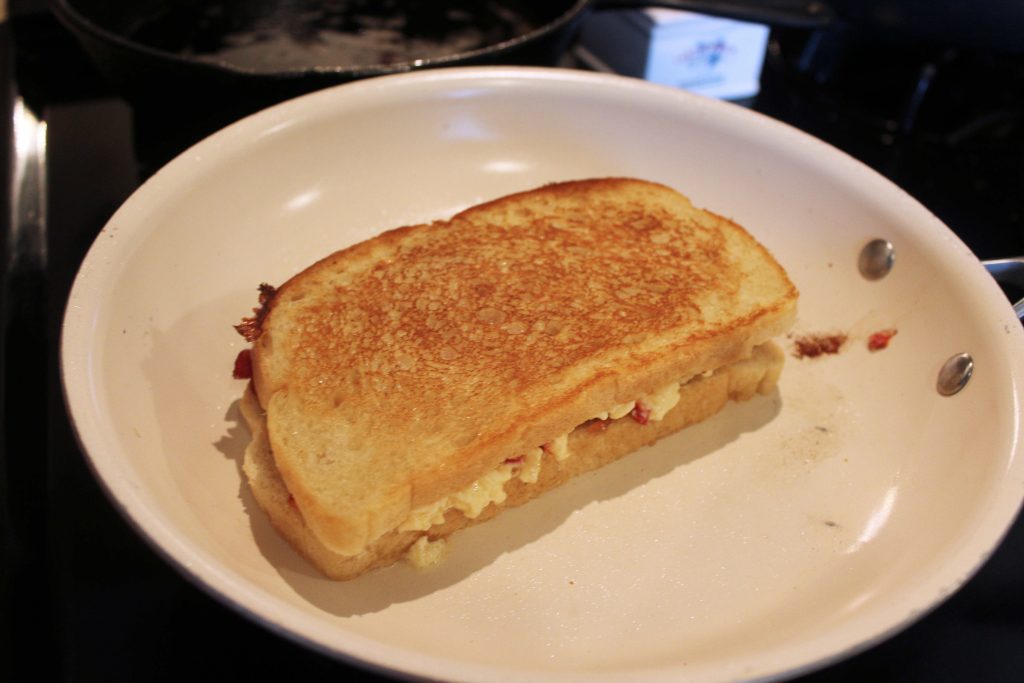 Grilled cheese in a skillet