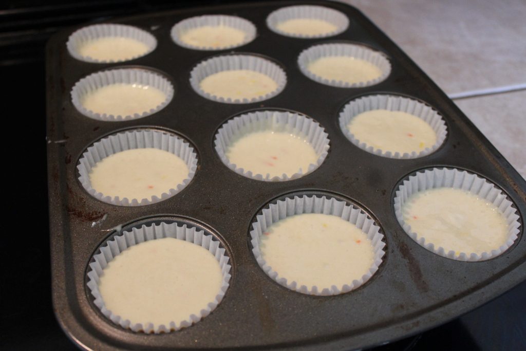 uncooked cupcakes in tin