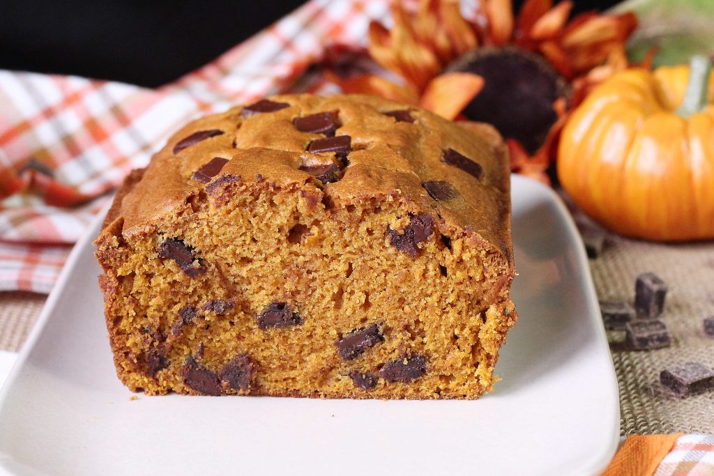 Center of Chocolate chunk Pumpkin Bread