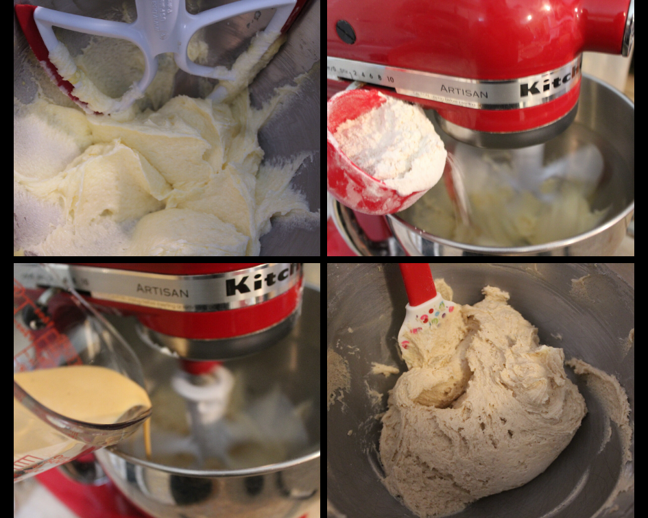 the steps of mixing the cookie dough