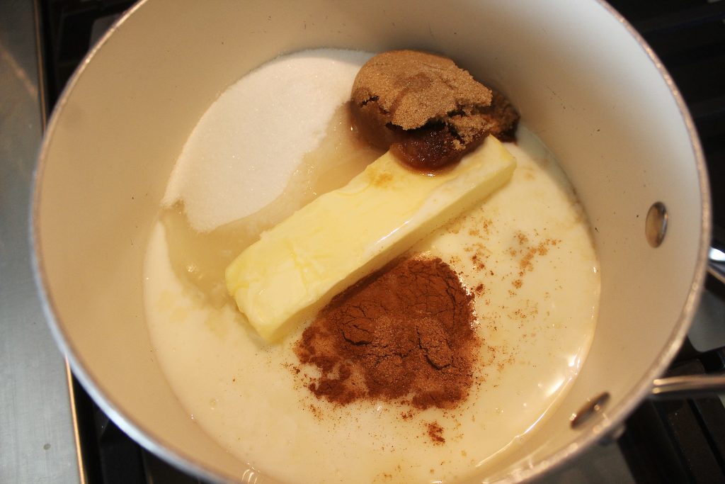 Buttermilk bourbon ingredients in a pan
