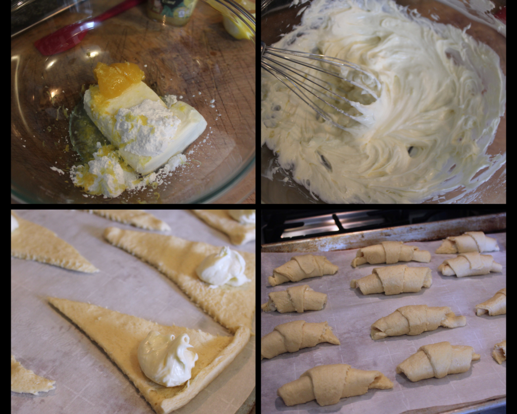 Steps of how to how to make filling an roll crescents