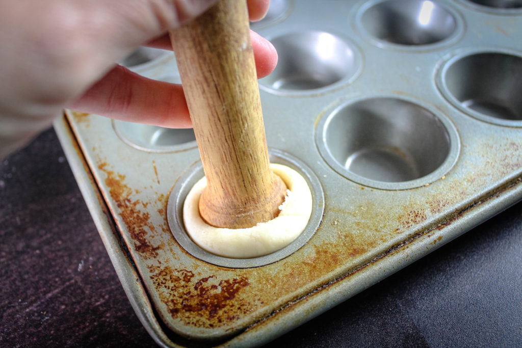 Using the tart tamp to make tassie crust