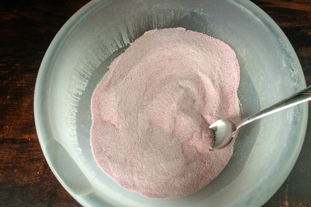 Pink Hot Cocoa Mix in a bowl