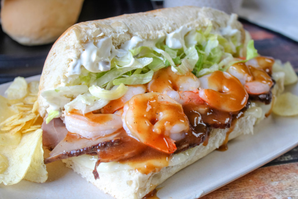 Surf and Turf Po'Boys on a plate