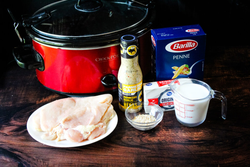 Ingredients for creamy slow cooker chicken