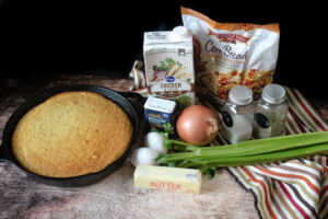 Ingredients for cornbread dressing