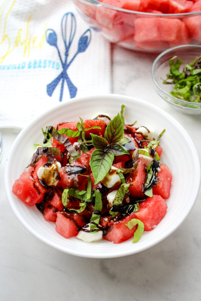 Watermelon Caprese Salad Baked Broiled and Basted