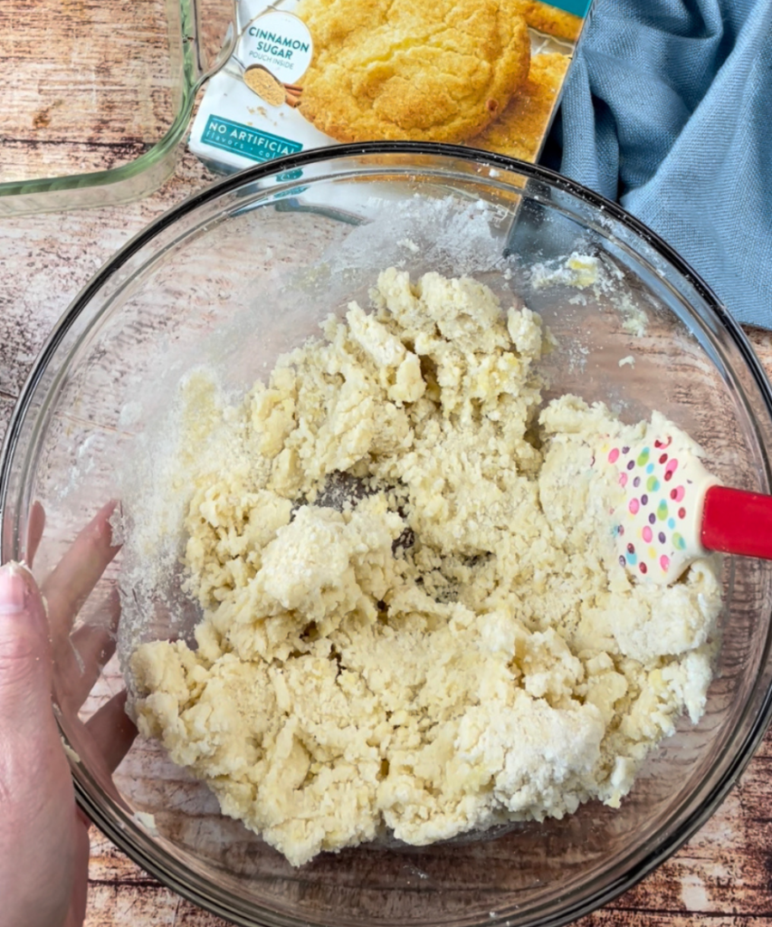 Snickerdoodle cookie dough mixed in a bowl 