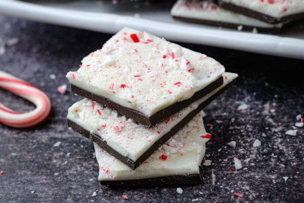 3 pieces Peppermint bark stacked 