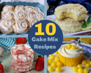 10 cake mix recipes with lemon cookies , strawberry cookies , cinnamon rolls , and a lemon cupcake