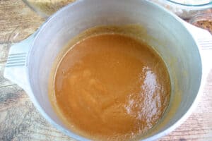 In a large pot cookie butter and butter melted together