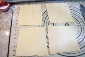 One sheet of puff pastry cut in 4 pieces to make apple turnovers