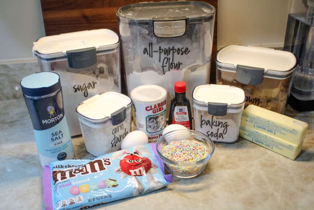 The ingredients for Funfetti Easter Cookies 