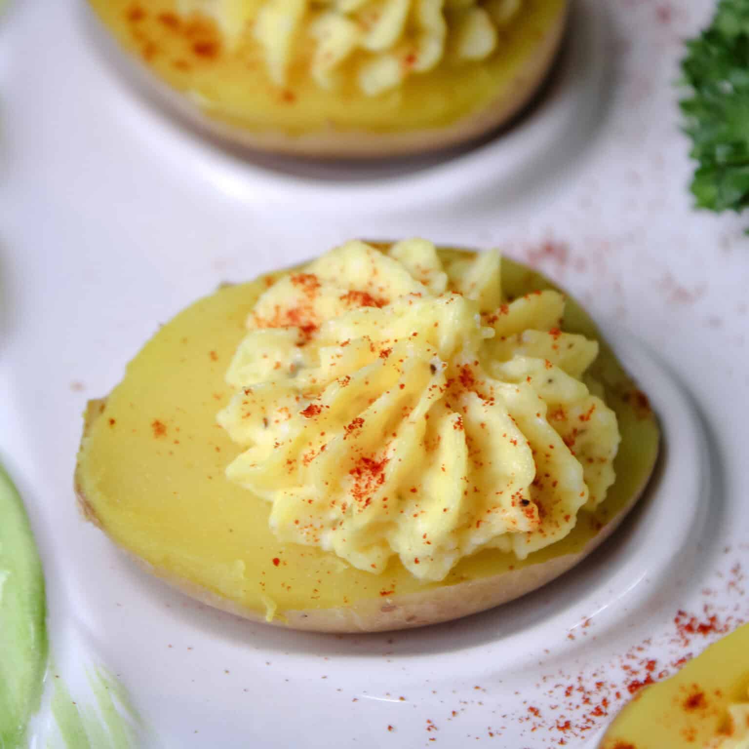 Deviled potatoes baked broiled and basted