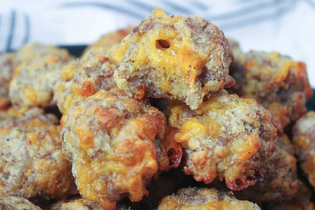 Classic Southern sausage balls made with Jimmy Dean sausage and cheddar cheese, served warm and ready for holidays or game day.